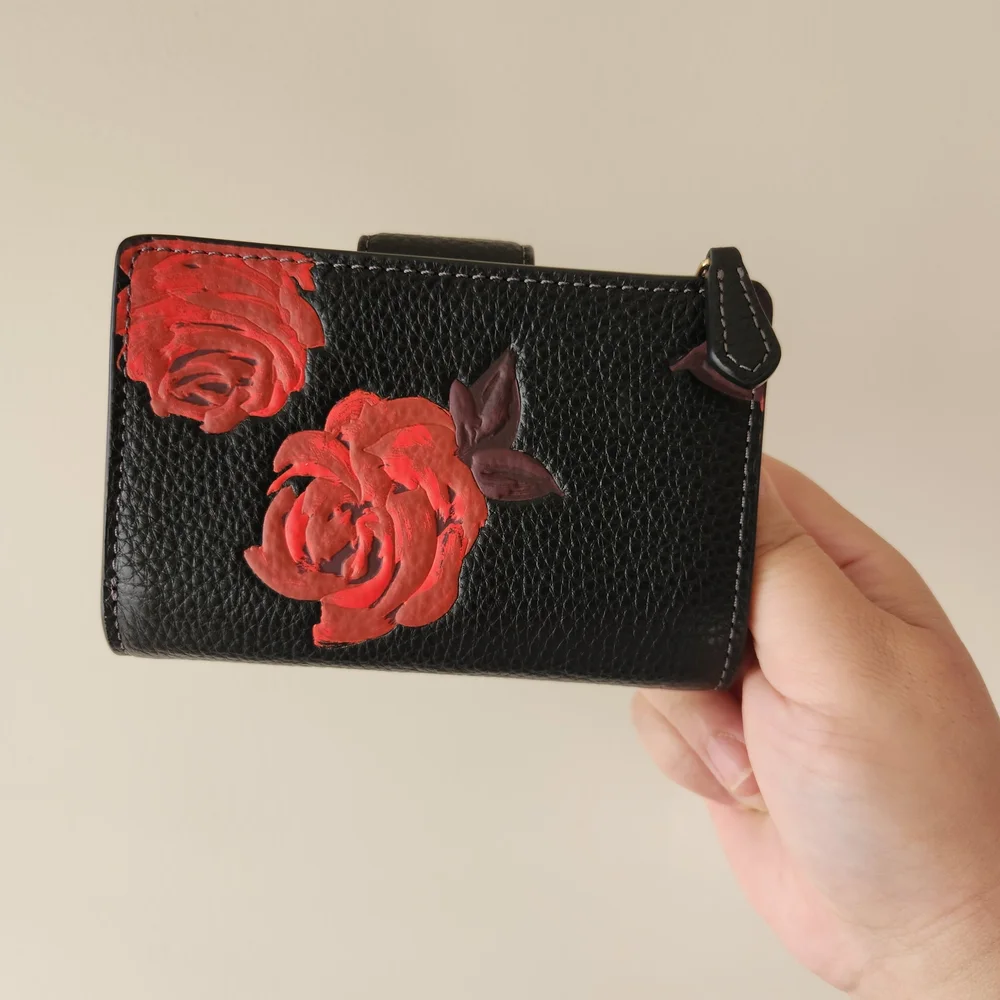 Coach Black Wallet with Red Floral Design - Picture 2 of 6